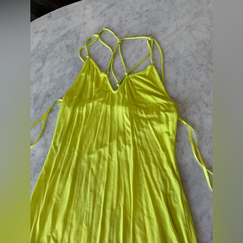 Never Worn 💛 Frame Neon Yellow Strappy Maxi Dress Size Large
